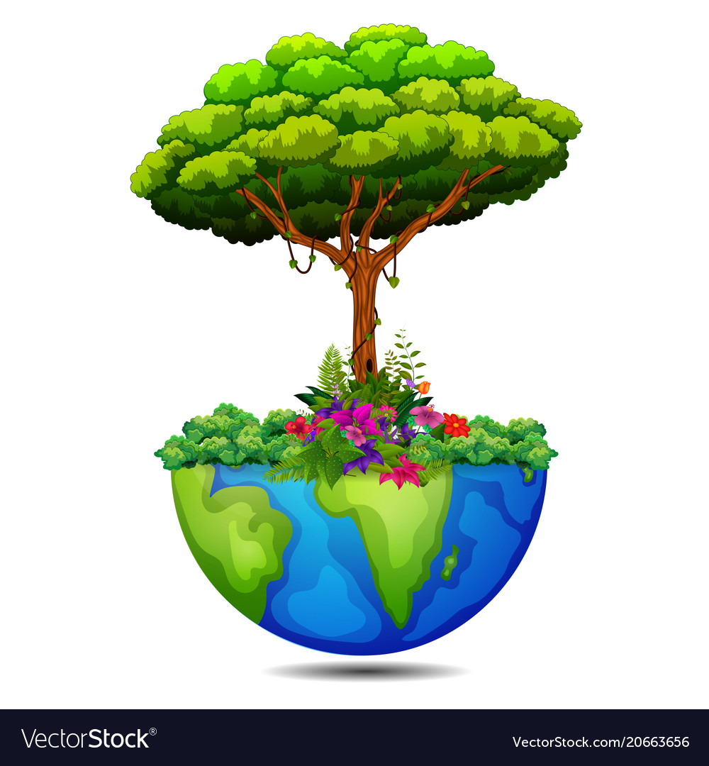 Tree on the earth Royalty Free Vector Image VectorStock