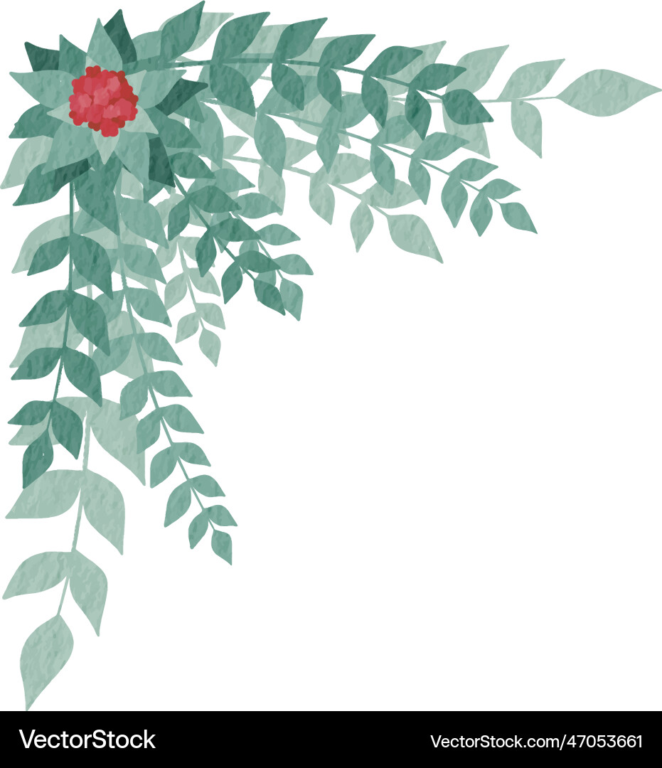 Green leaves with red flower conner Royalty Free Vector