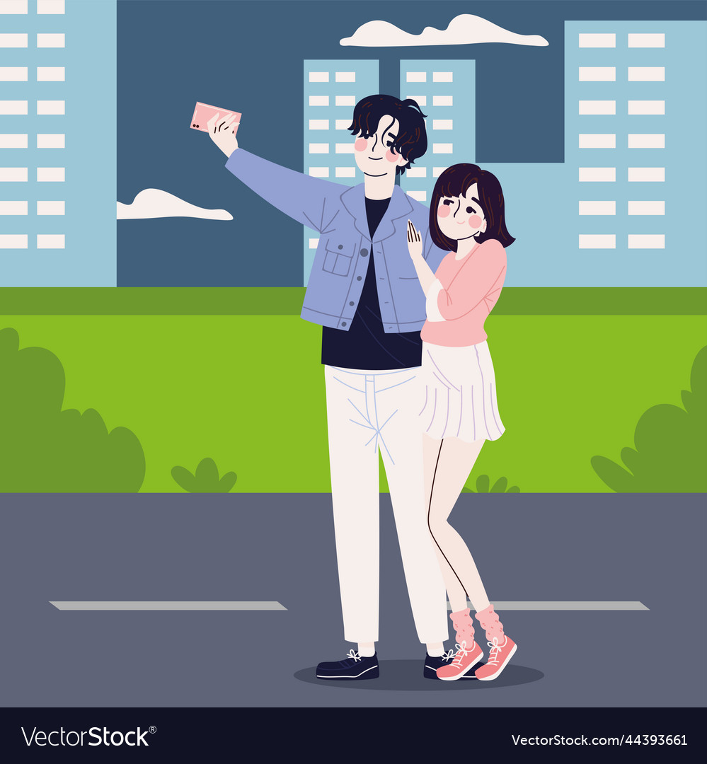 Korean couple in the city