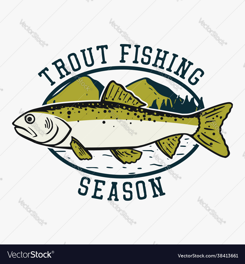 Logo design trout fishing season with fish Vector Image