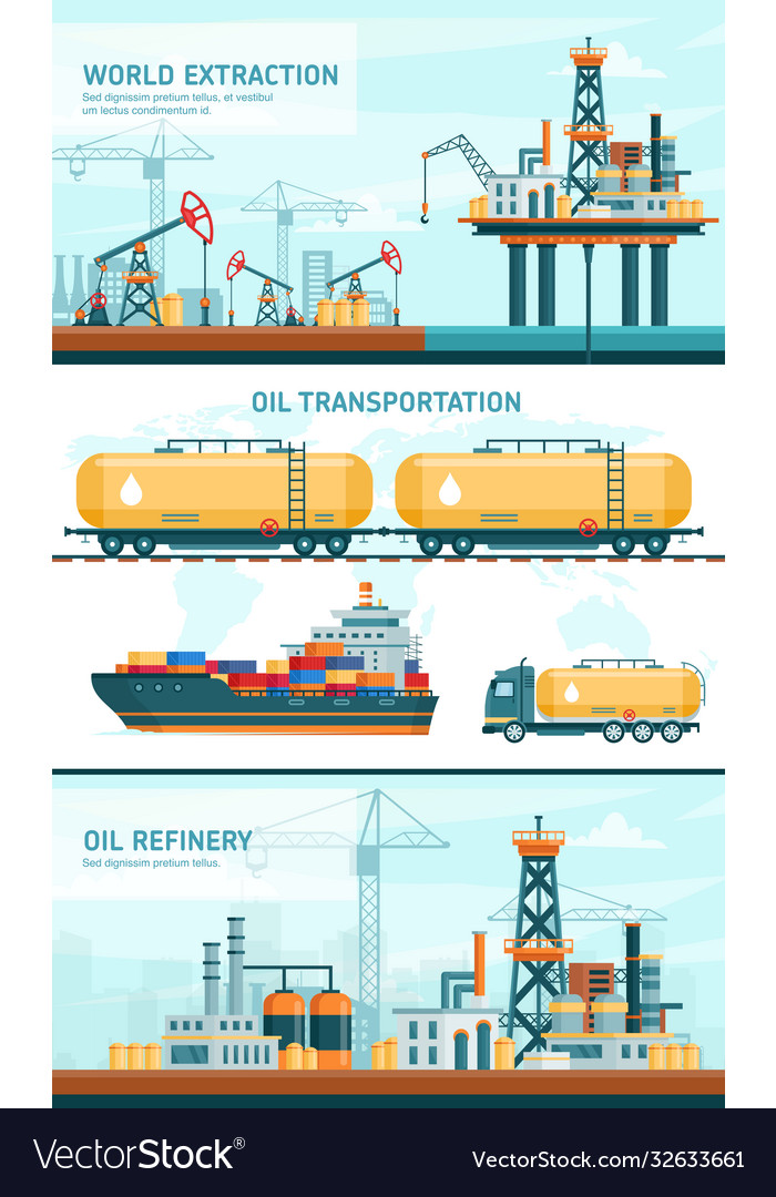 Oil gas industry technology flat vector image Oil gas industry technology flat