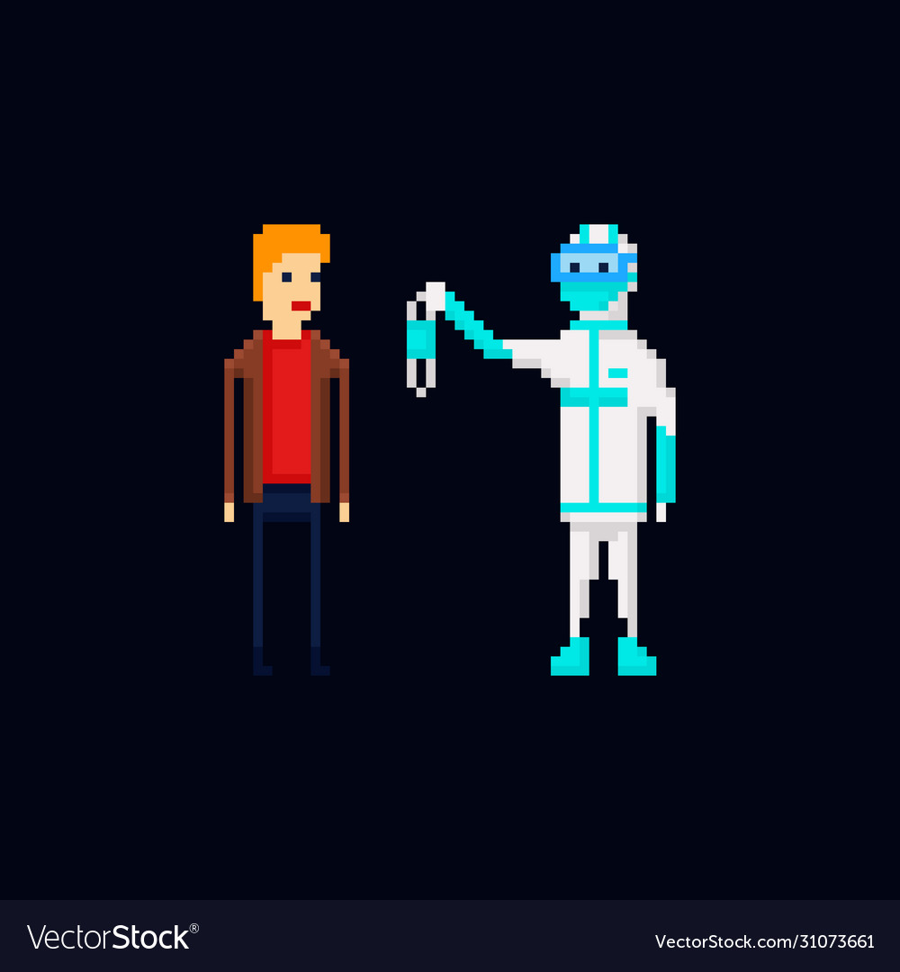 Pixel art a medic wearing Royalty Free Vector Image