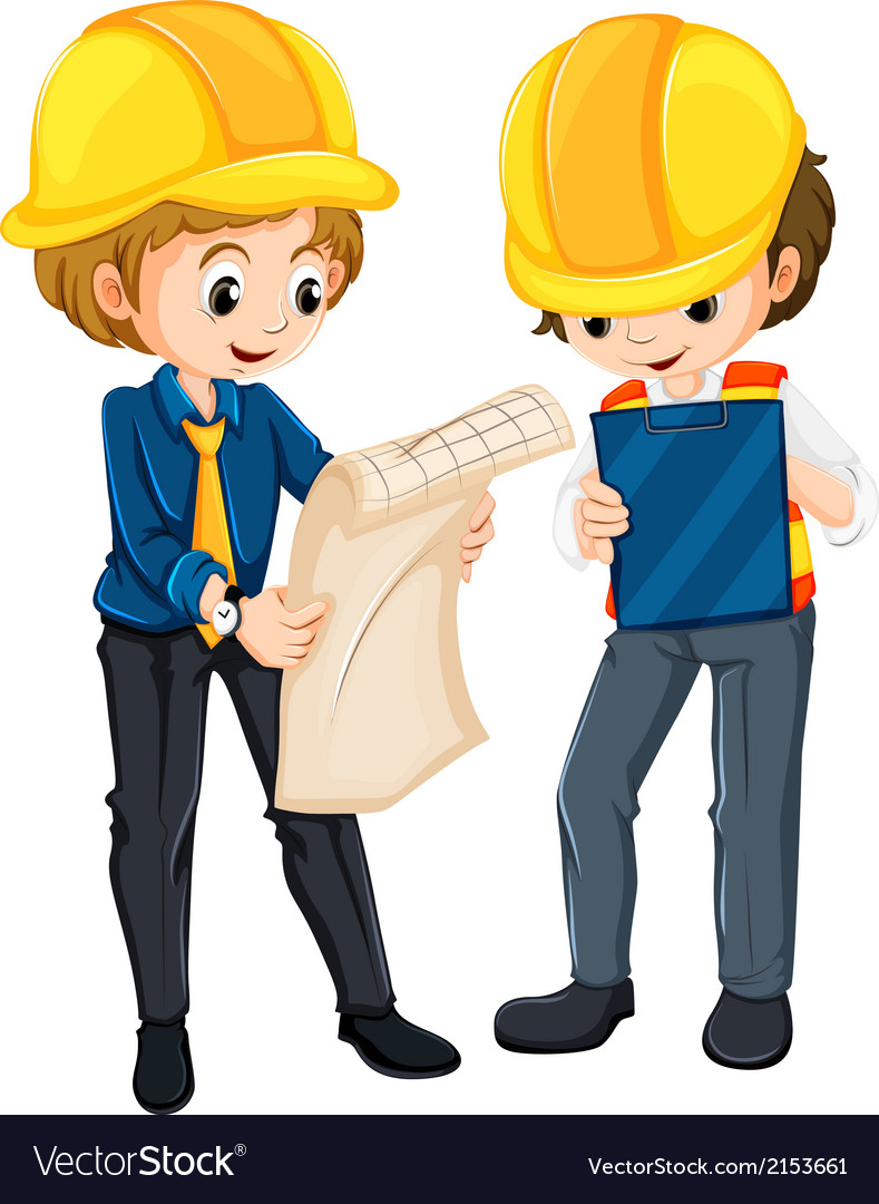 Two engineers planning Royalty Free Vector Image