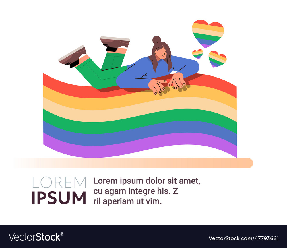 Woman with lgbt rainbow flag gay lesbian love Vector Image