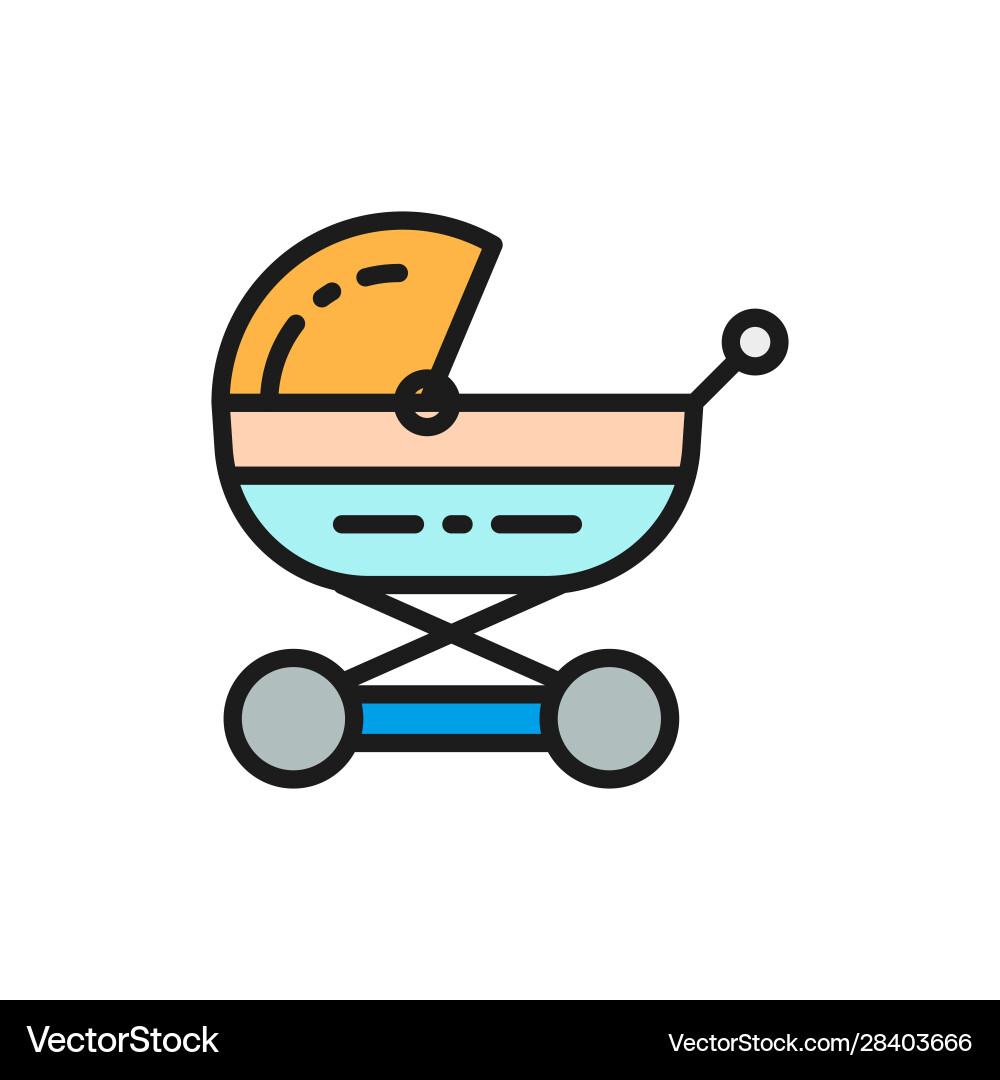 Baby carriage stroller for newborn pram flat Vector Image