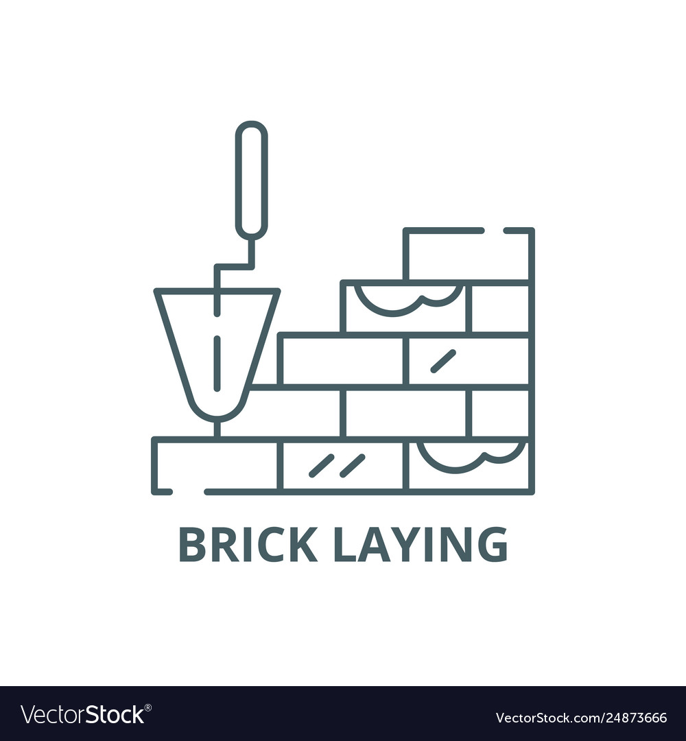 Brick laying line icon