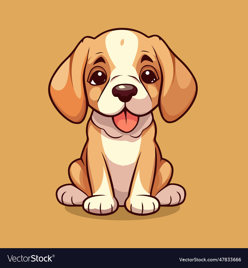 Cute cartoon dog puppy hound Royalty Free Vector Image