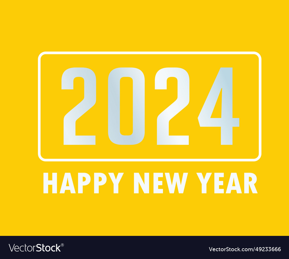 Happy new year 2024 holiday yellow and white Vector Image
