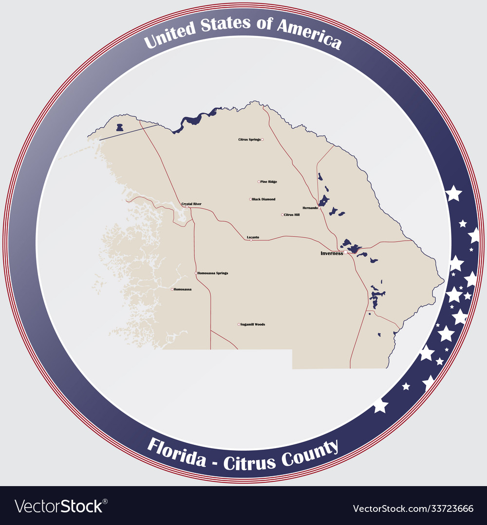 Map citrus county in florida Royalty - Map Citrus County In Florida Vector 33723666 
