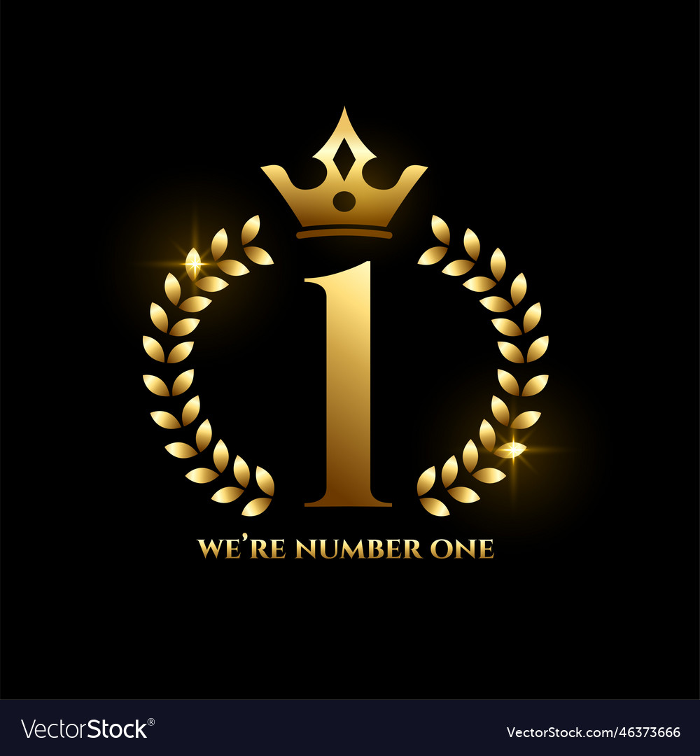 Number one achievement golden label with crown Vector Image