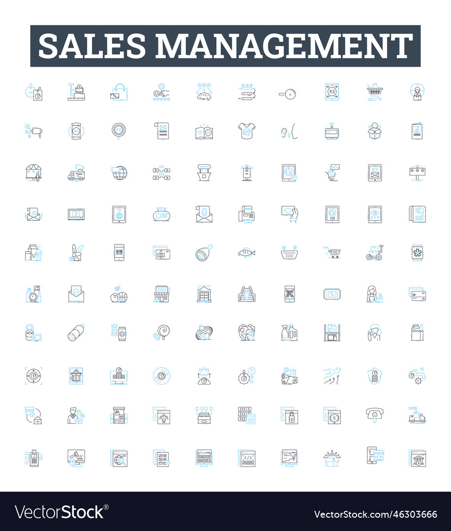 Sales management line icons set