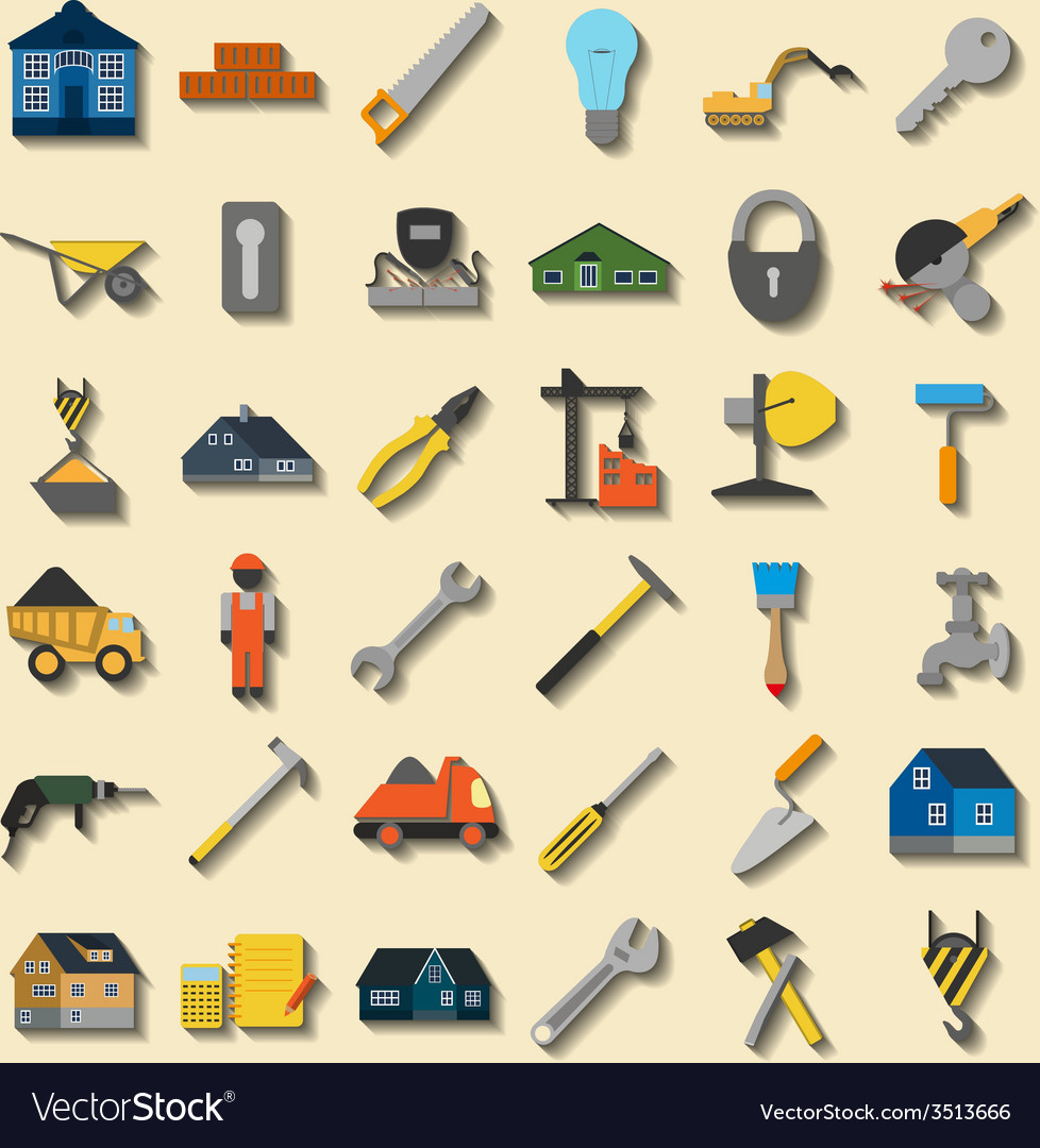 Set of house repair tools icons