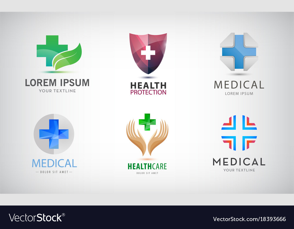 set of medical cross logos health and care vector image cross logos