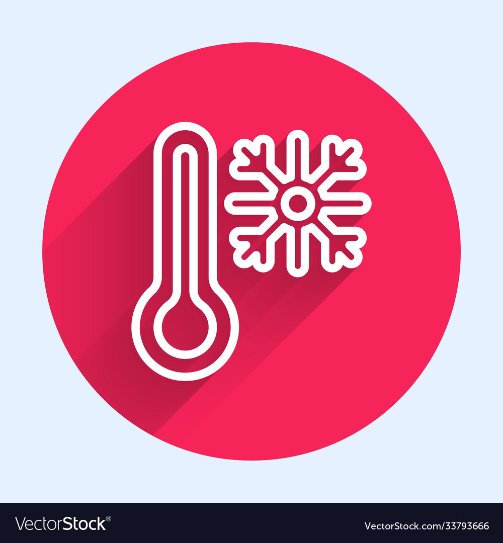 White line thermometer with snowflake icon Vector Image