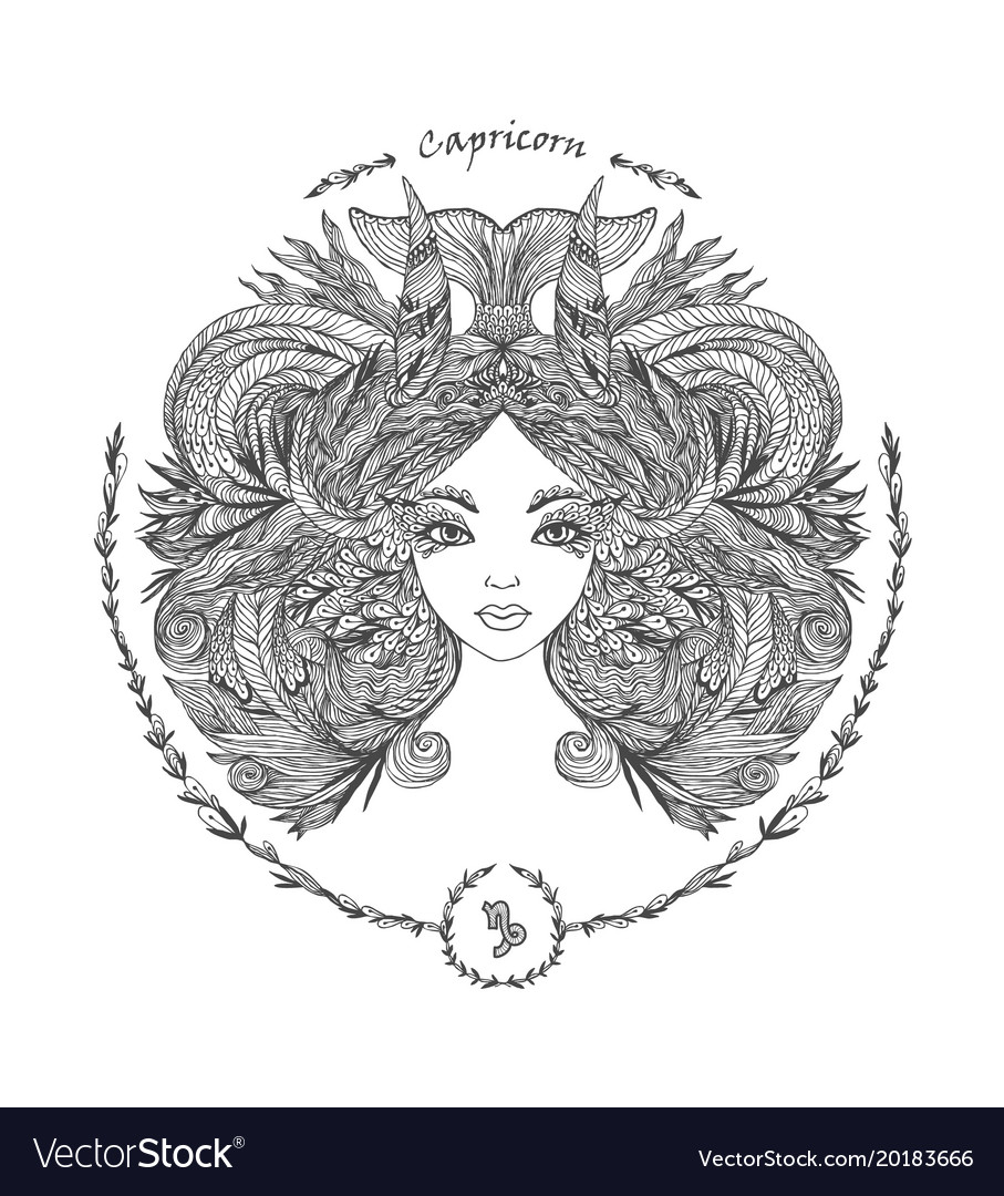 Zodiac sign portrait of a woman capricorn Vector Image