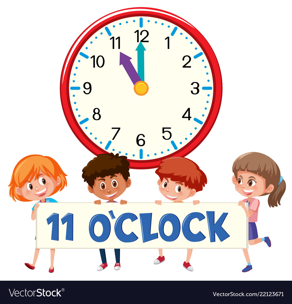 A Group Of Children Holding Time Banner Royalty Free Vector