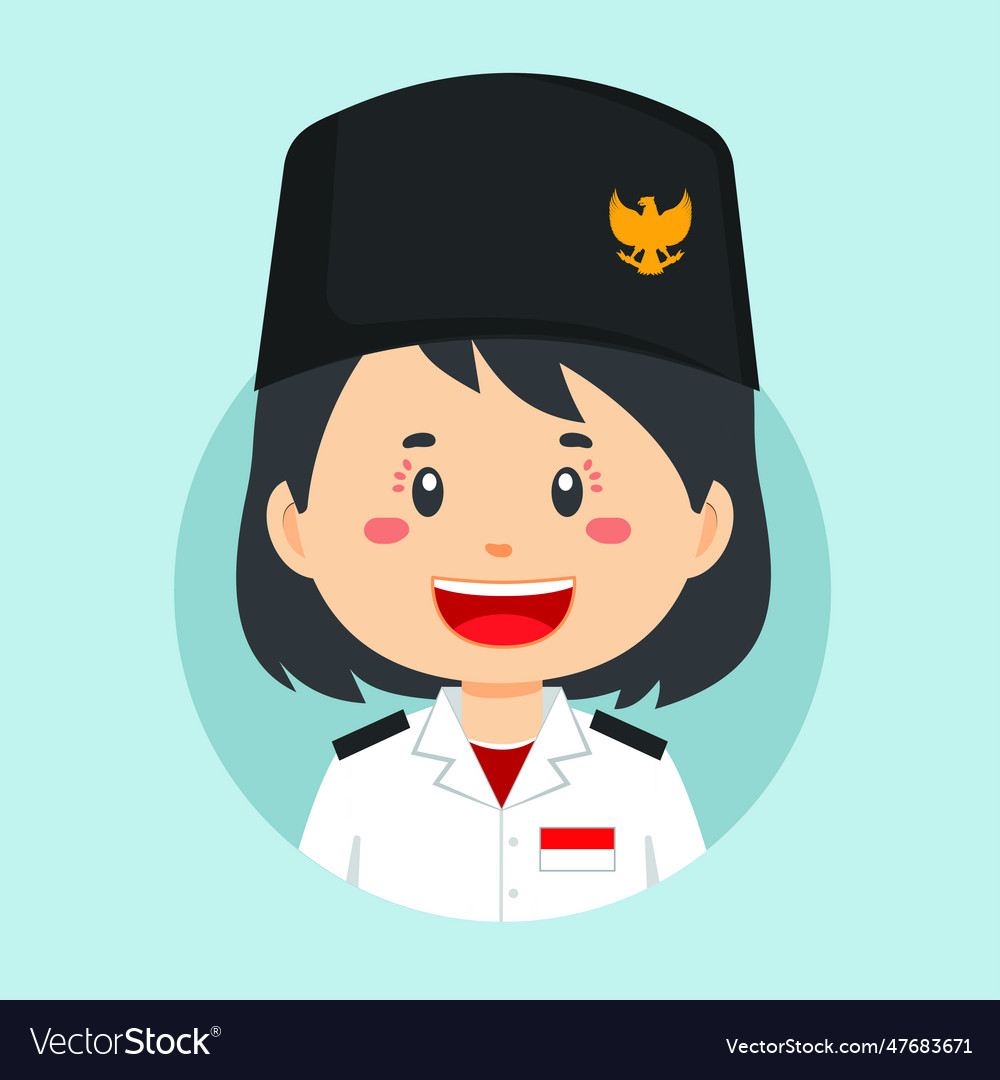 Avatar of a indonesian flag bearer character Vector Image