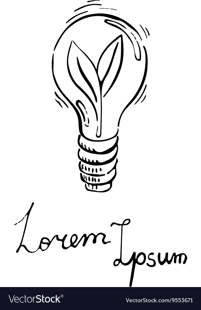 Concept with eco light bulb in doodle style