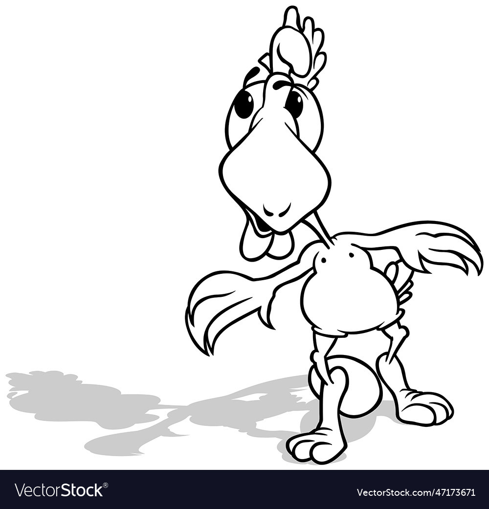 Drawing of a funny hen from front view Royalty Free Vector