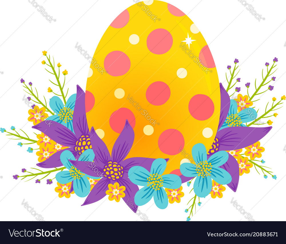 Egg with colorful flowers vector image Egg with colorful flowers