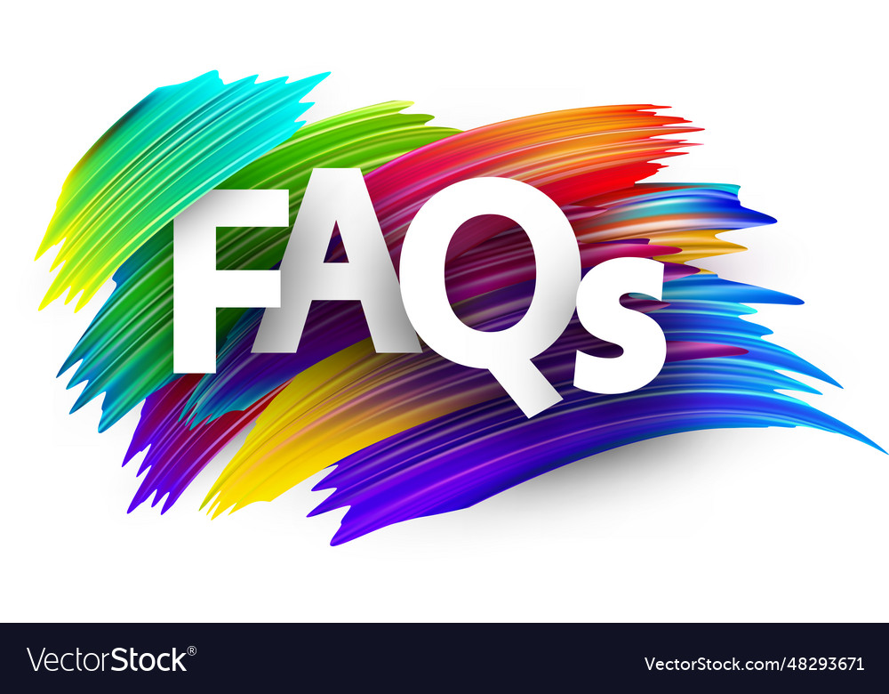 Faqs paper word sign with colorful spectrum paint Vector Image