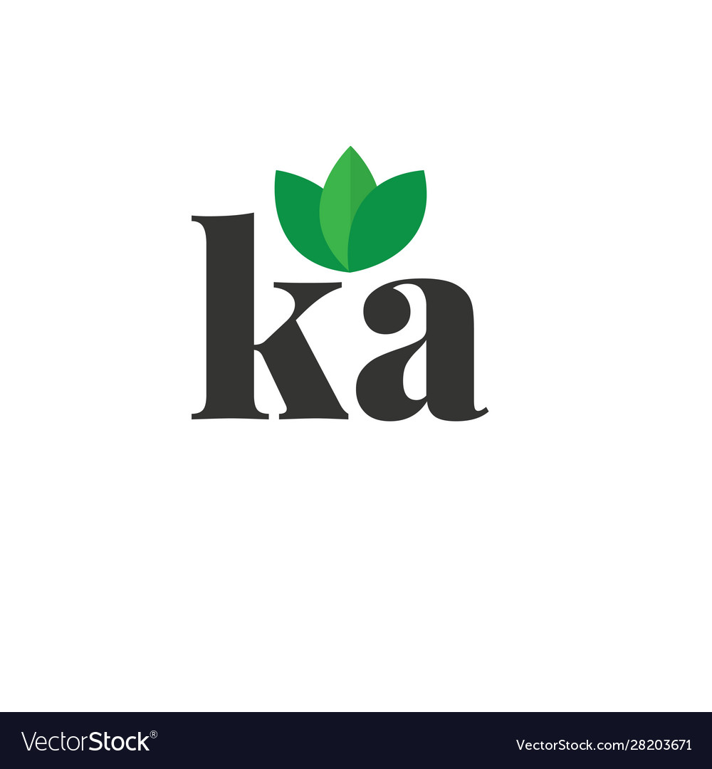 Original Buchstaben ka grün Blatt Logo Design Vorlage