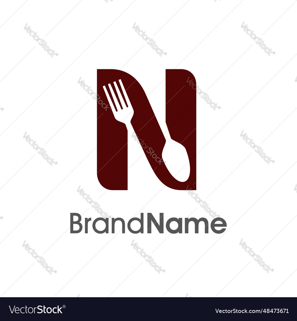 Initial n spoon and fork logo Royalty Free Vector Image