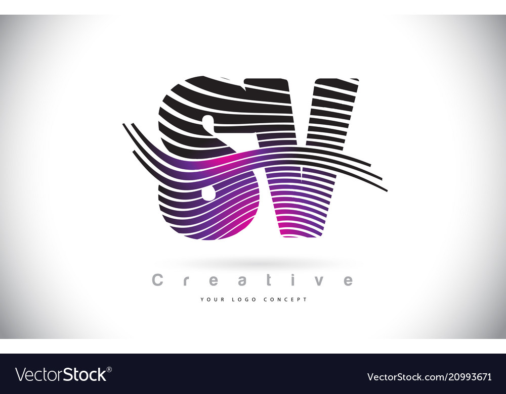 Sv s v zebra texture letter logo design