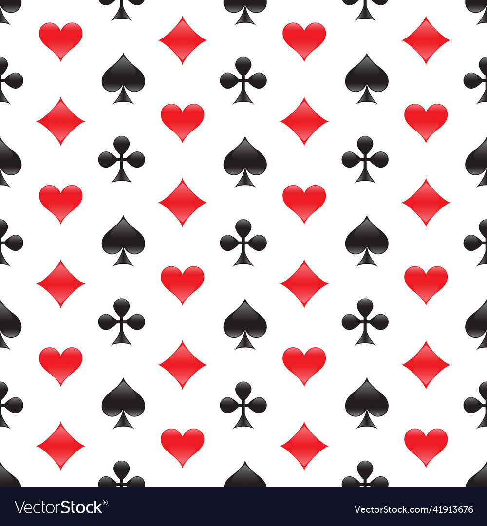 Casino seamless pattern with card suits Royalty Free Vector