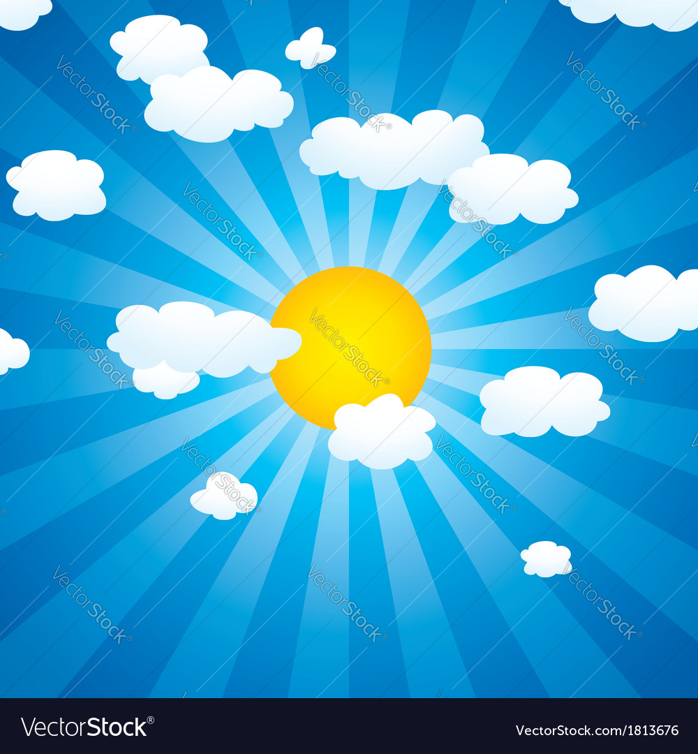 Clouds and sun in sky Royalty Free Vector Image