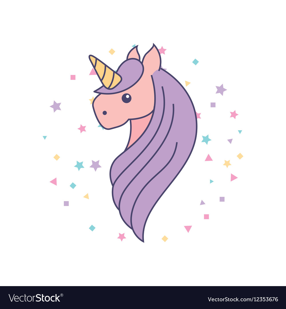 Drawing cute unicorn icon