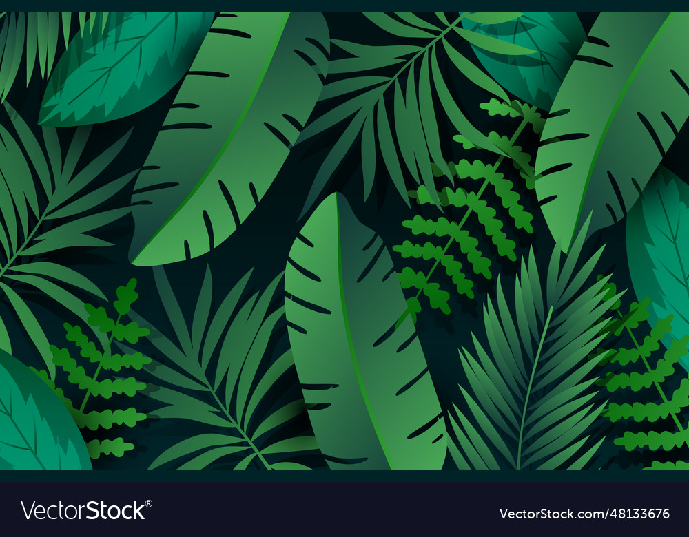 Gradient tropical leaves background Royalty Free Vector