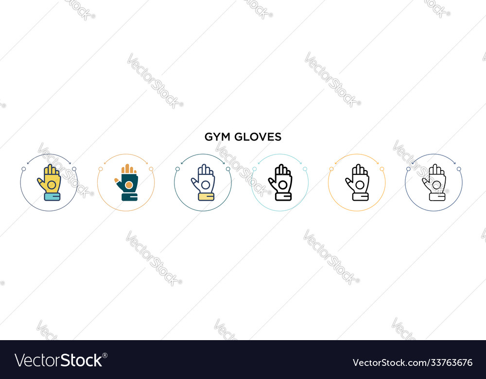 Gym gloves icon in filled thin line outline