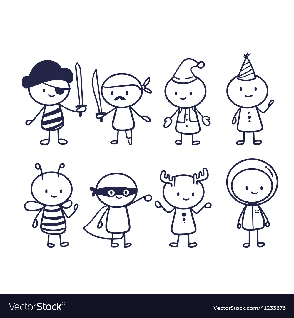 Hand drawn stickman collection Royalty Free Vector Image