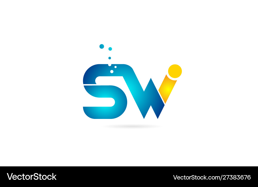 Letter combination sw s w orange blue alphabet Vector Image