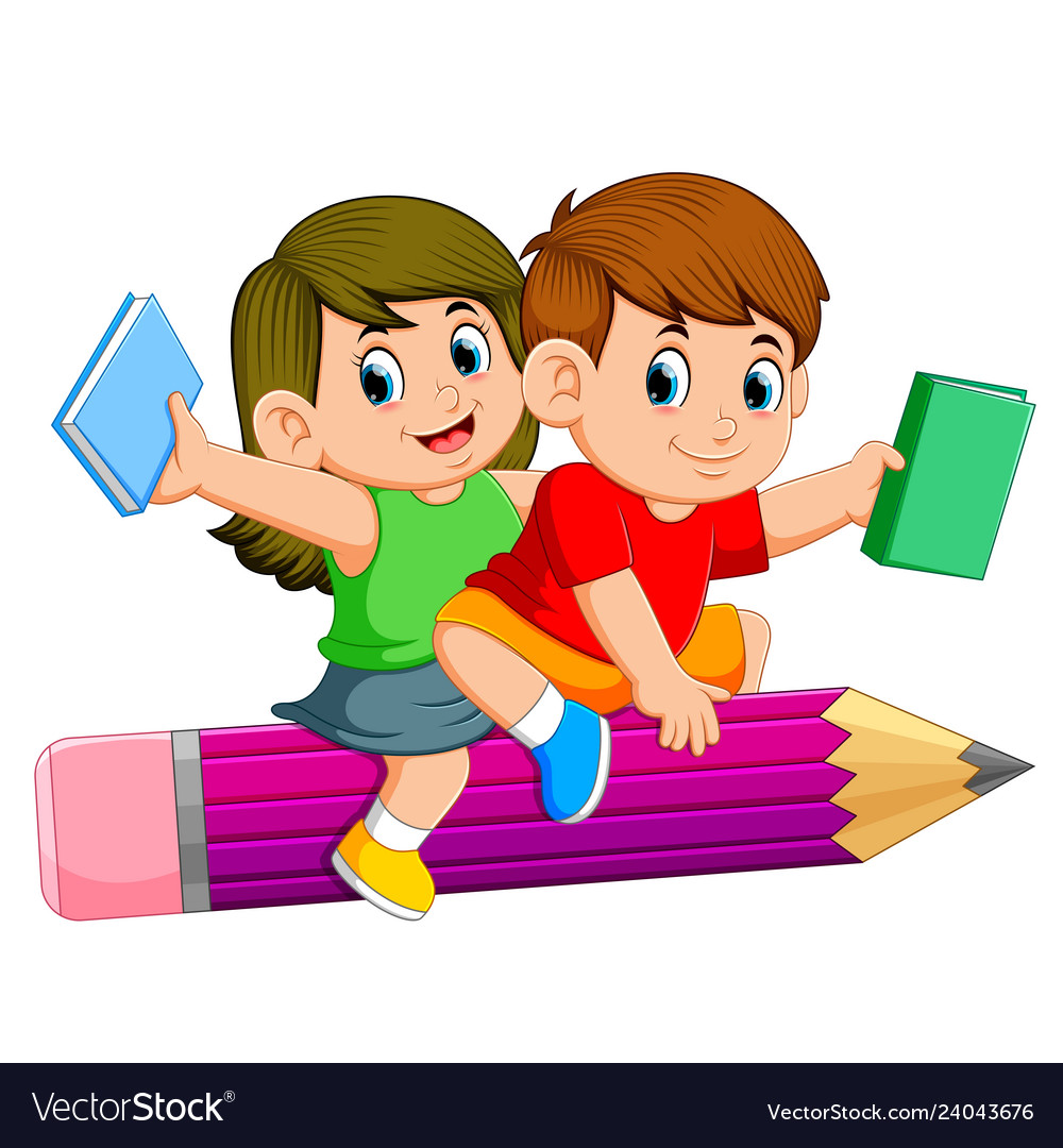 https://cdn2.vectorstock.com/i/1000x1000/36/76/school-kids-riding-a-pencil-vector-24043676.jpg