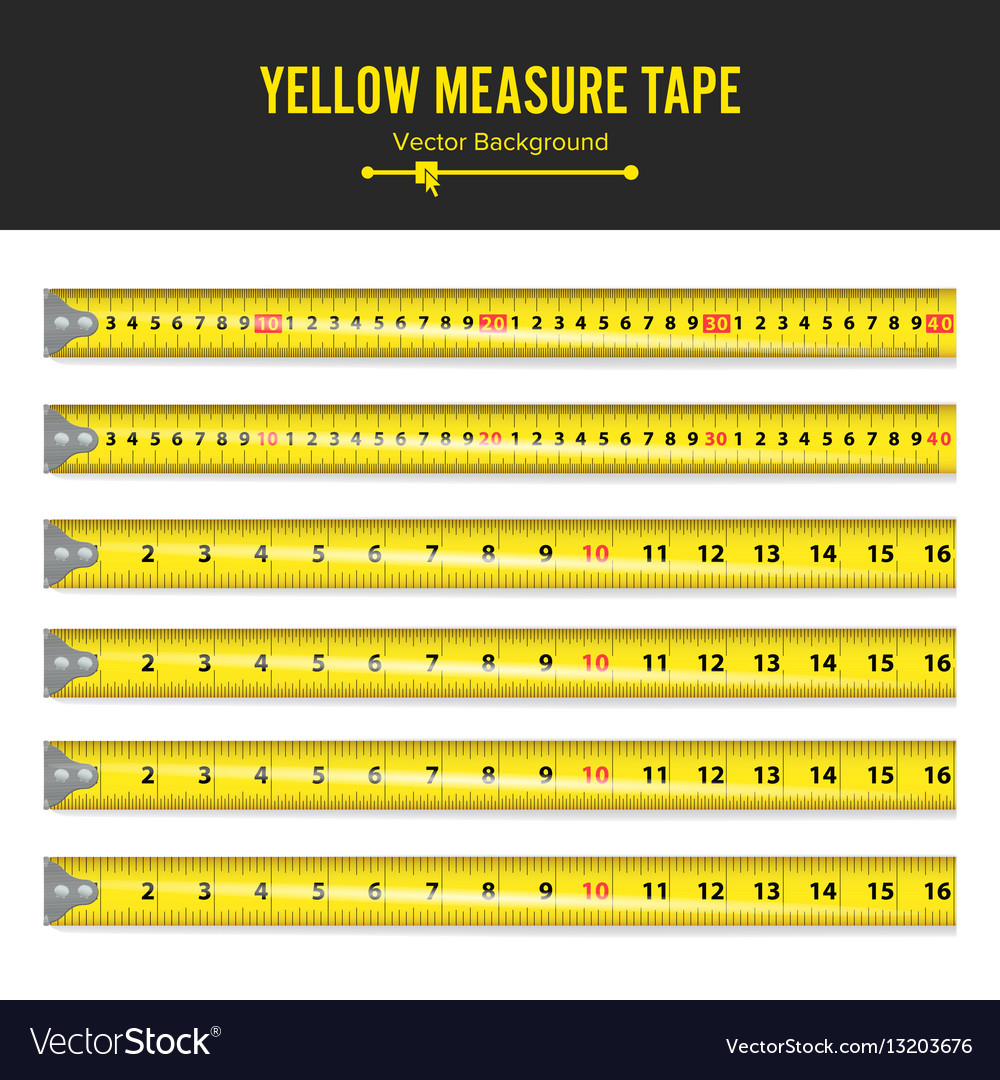 Yellow measure tape measure tool equipment Vector Image