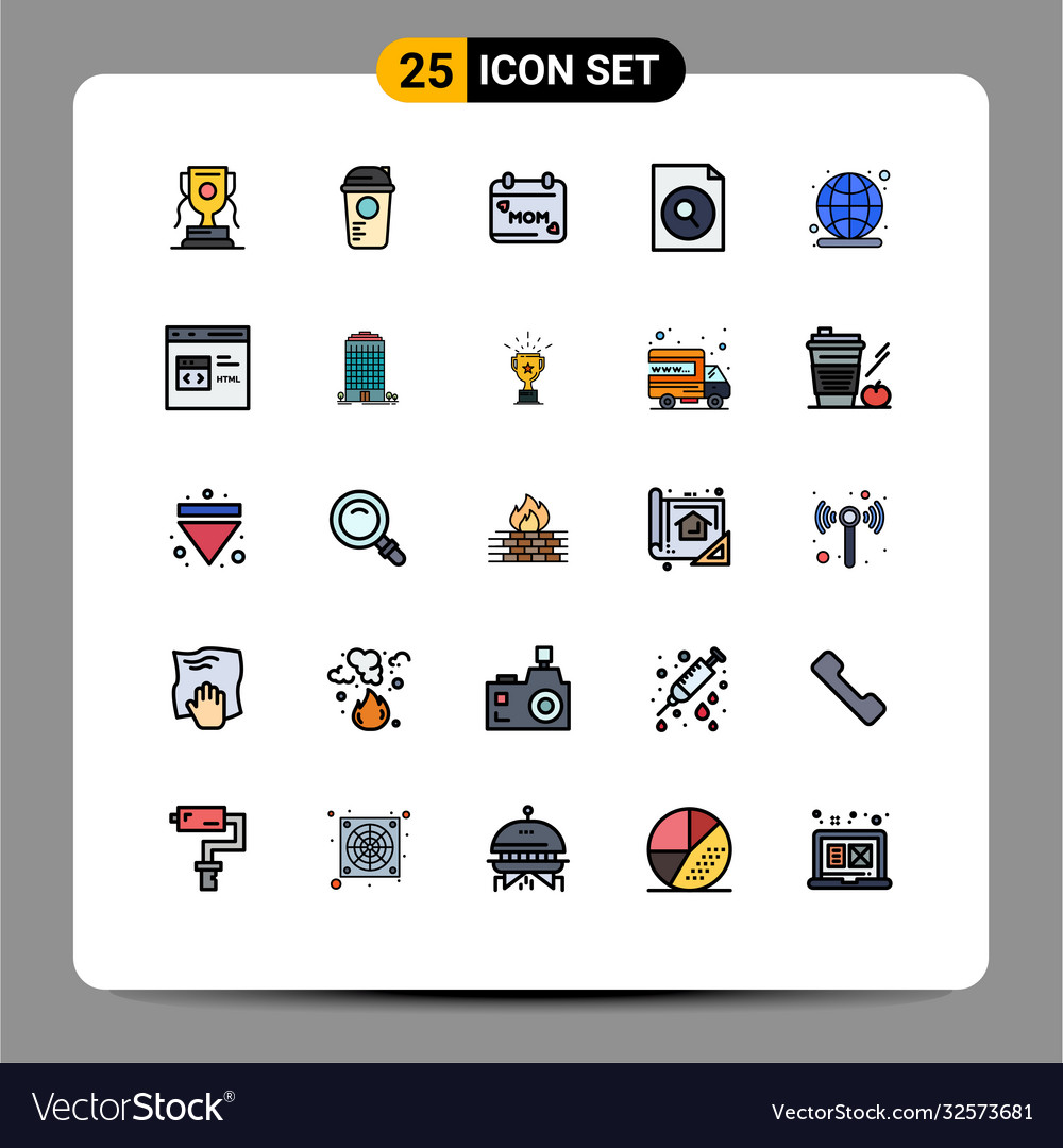 25 user interface filled line flat color pack Vector Image