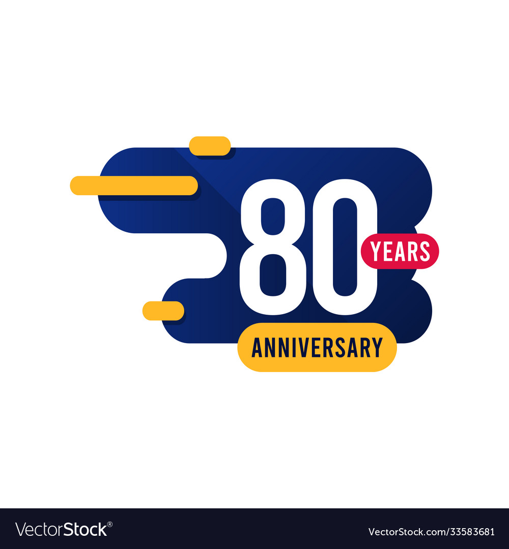 80 years anniversary blue yellow template design