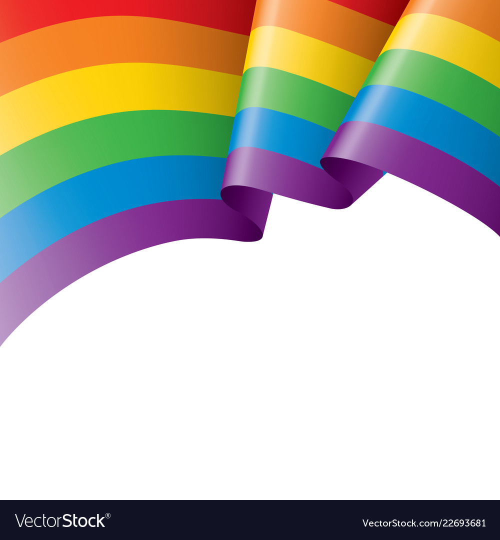 A rainbow flag waving on white background