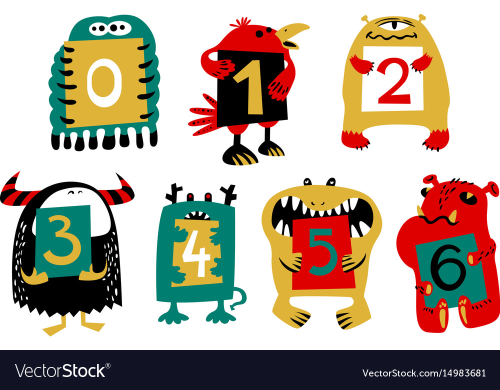 Kids alphabet with cute colorful monsters