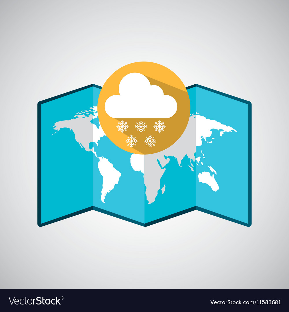 Map with icon cloud snowflakes weather graphic