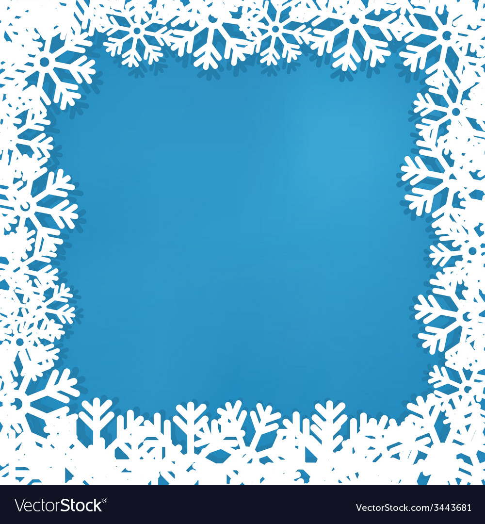 New years frame from snowflakes on a blue