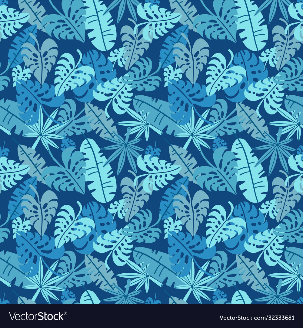 Tropical seamless pattern palm leaves floral vector image Tropical seamless pattern palm leaves floral