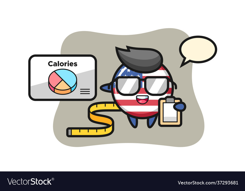 United states flag badge mascot as a dietitian