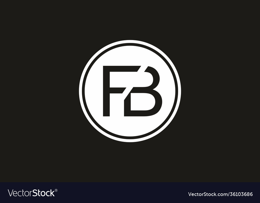 Black White Fb Initial Letter Logo Royalty Free Vector Image