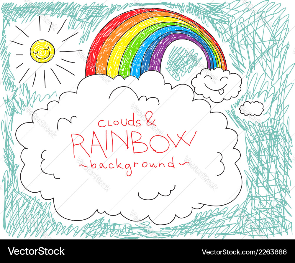 Clouds and rainbow background Royalty Free Vector Image