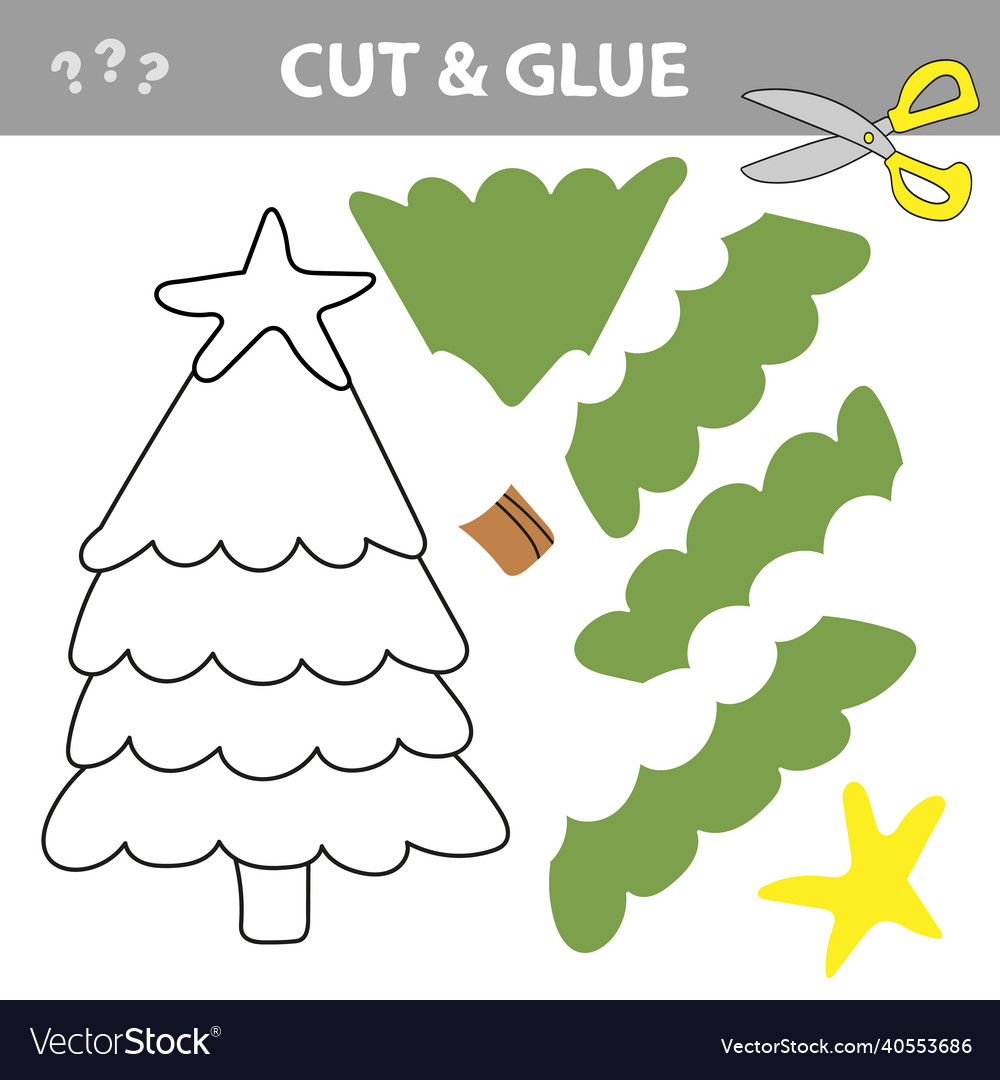 Cut and glue - simple game for kids christmas Vector Image