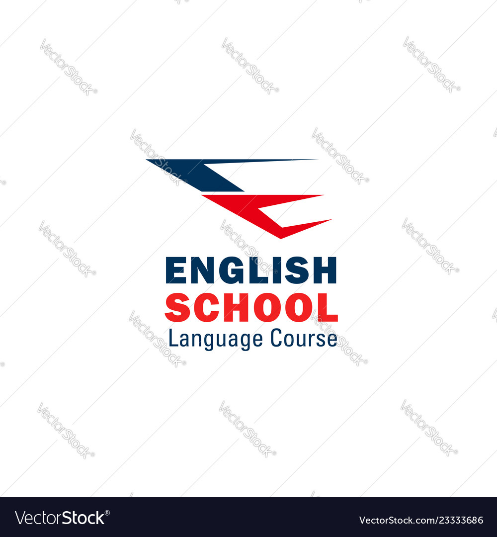 English language school letter e icon Royalty Free Vector