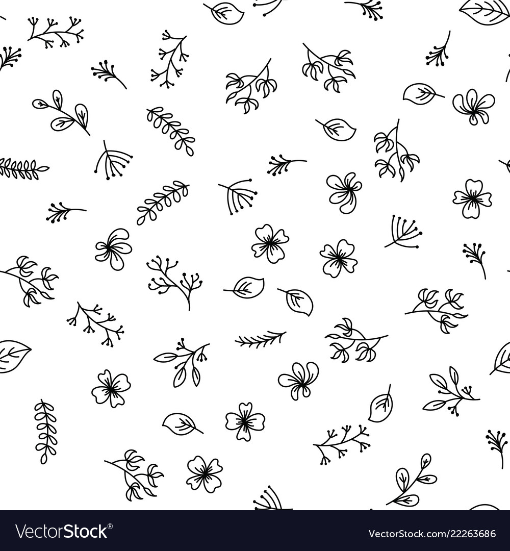 Floral Line Seamless Vector Pattern Design